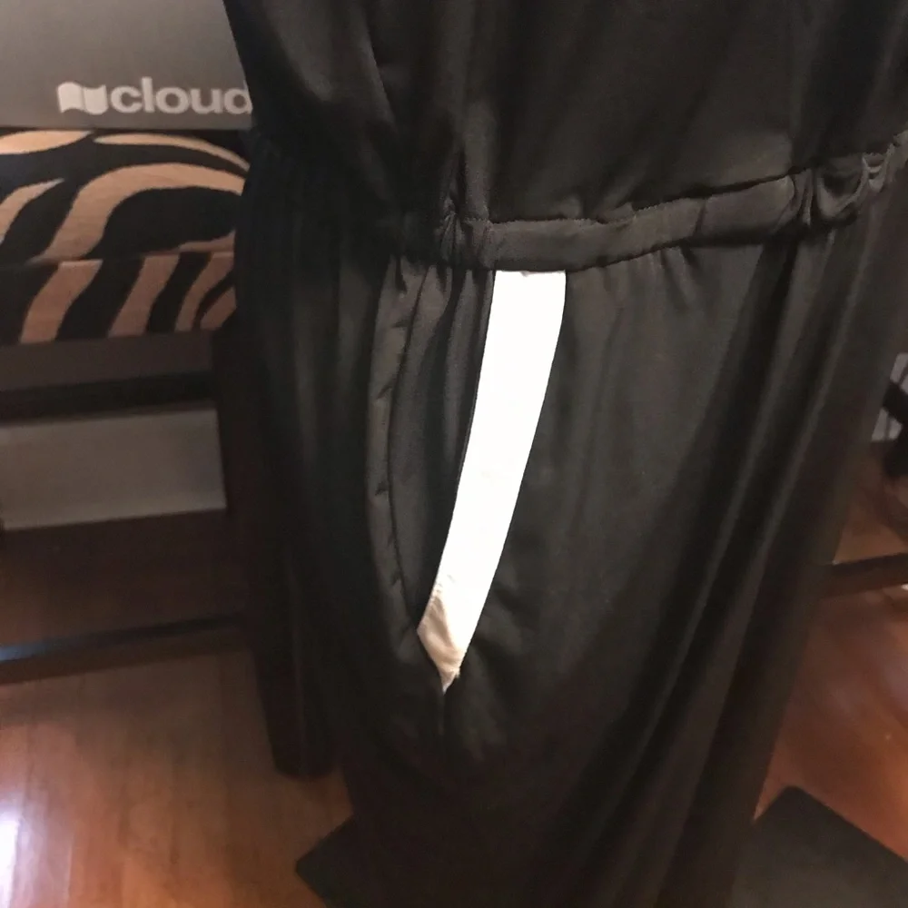 NY Collection Black Jumpsuit with White Trim